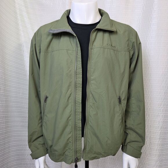 LL Bean Bomber Jacket 3-Season Windbreaker Men's S Reg Fleece Lined DSX6 Olive - Picture 1 of 12